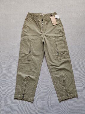 NWT Scotch & Soda High-Rise Zipped Cargo Pants Olive Green Women's Size 27
